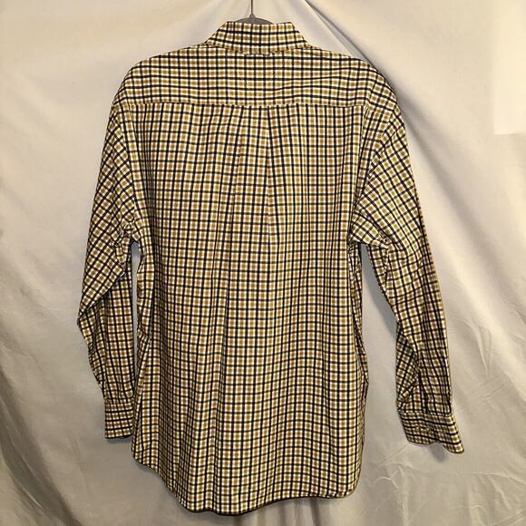 Tommy Hilfiger Long Sleeve Button down Mens size Medium Yellow Blue Checkered - Picture 5 of 8